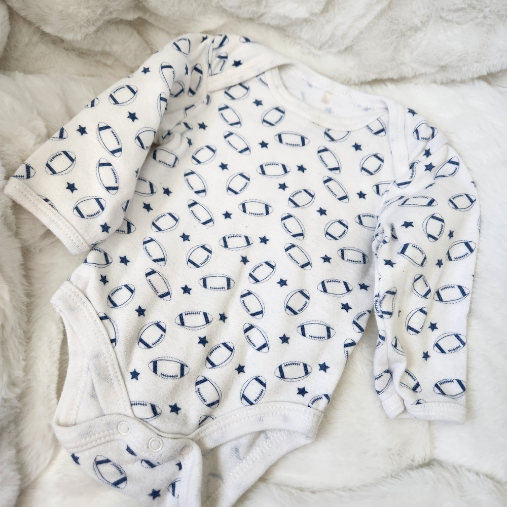 Chick Pea White and Blue Football Print Pajamas